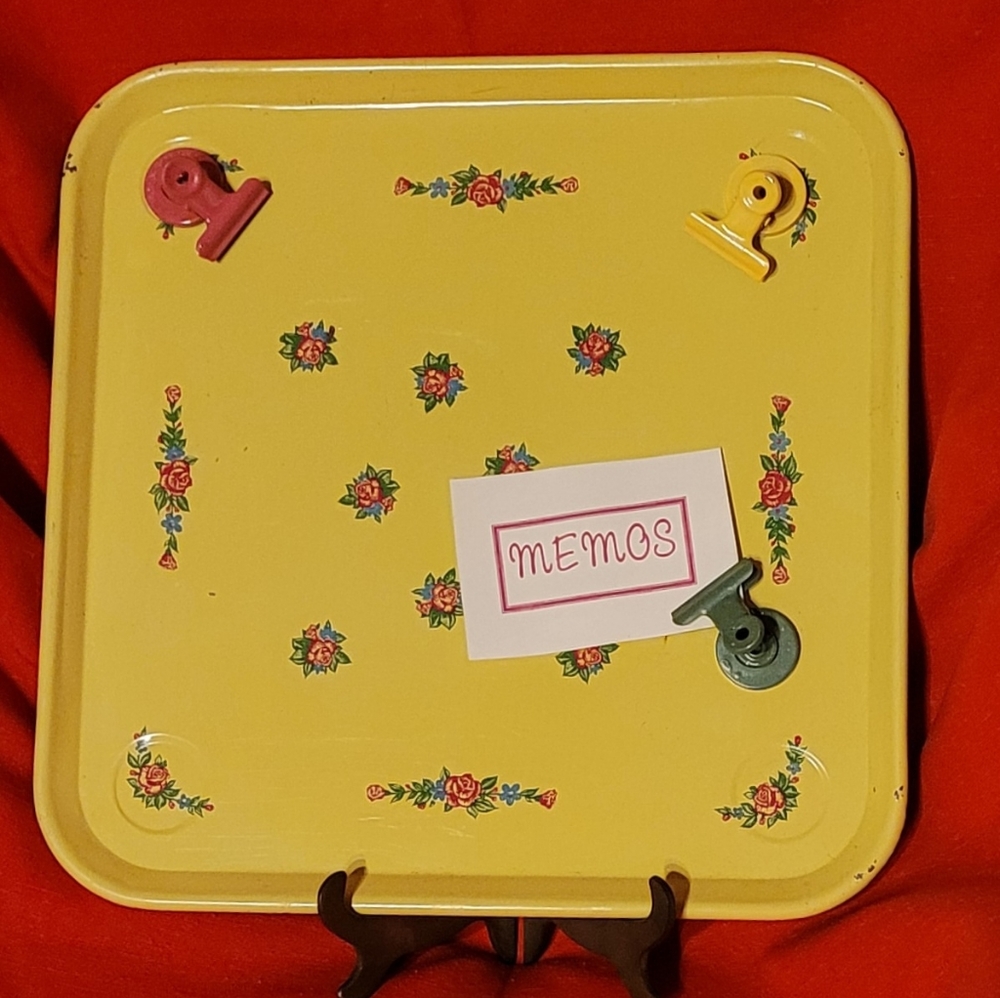 Vintage Tray Memo Board With Coordinating Clips